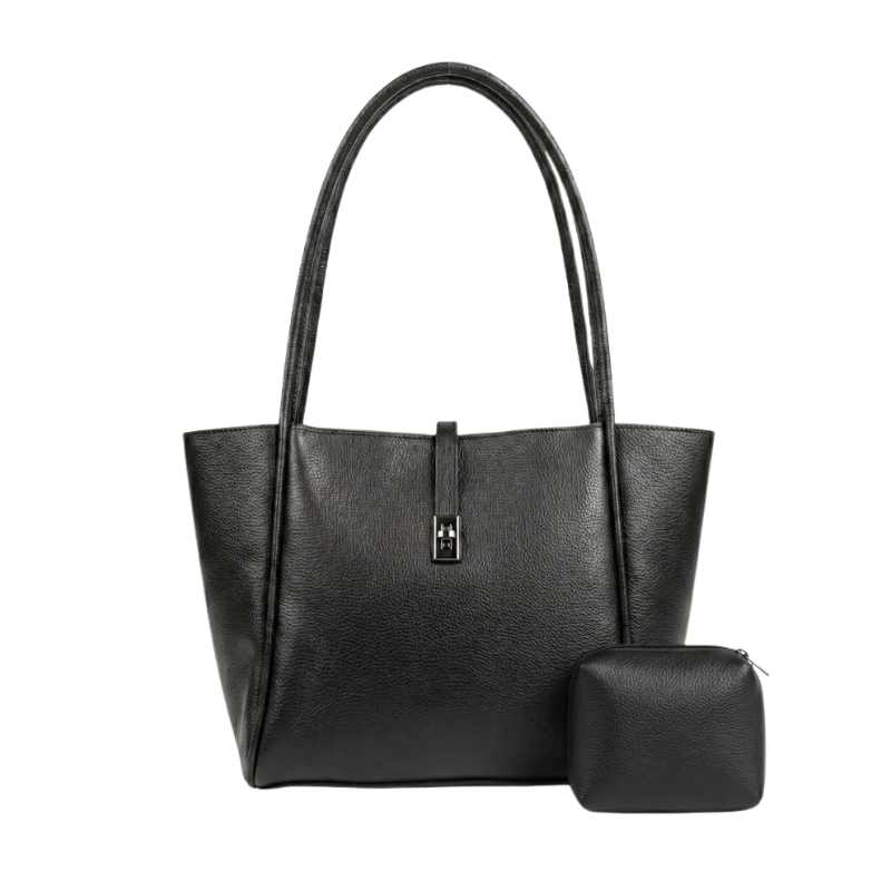 Black Enshee Joblet Tote with Mini Pouch and Adjustable Strap