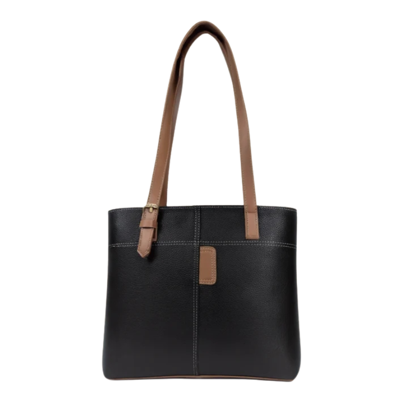 Black Enshee Demi Long Handbag with Spacious Compartment & Long Handles