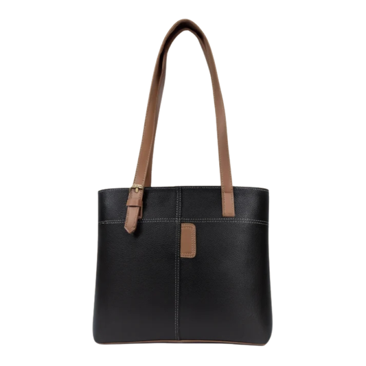 Black Enshee Demi Long Handbag with Spacious Compartment & Long Handles