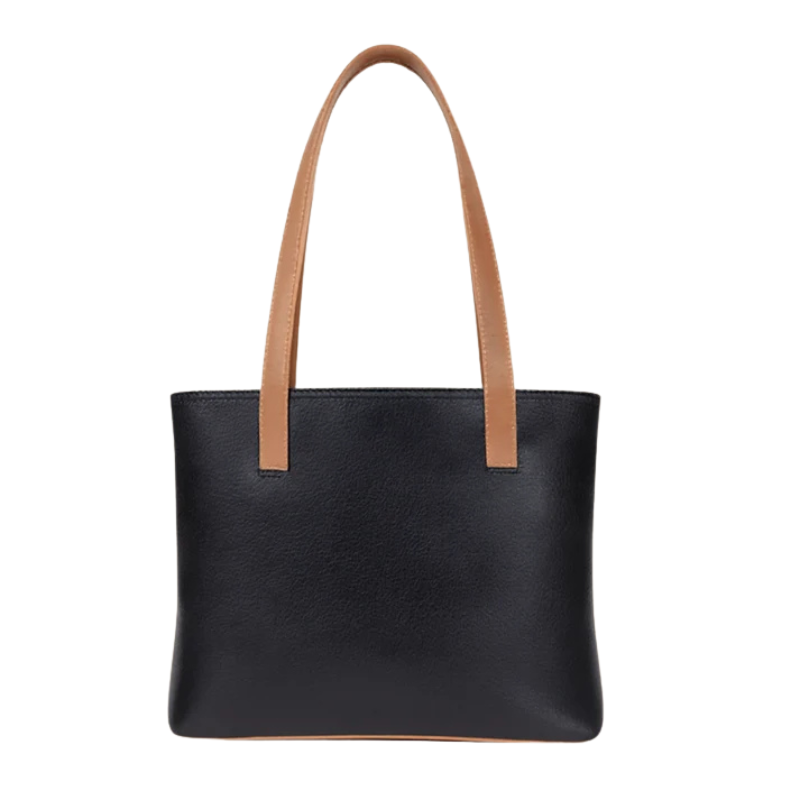 Black Enshee Demi Long Handbag with Spacious Compartment & Long Handles